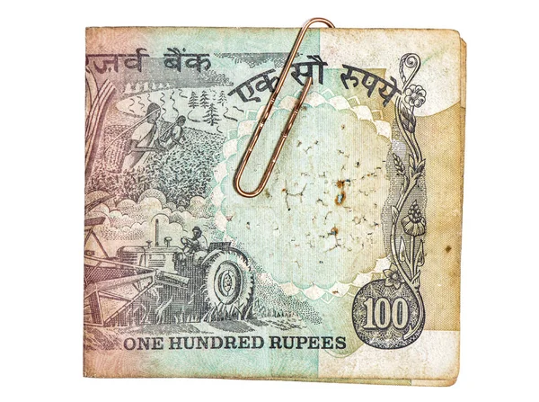 Indických Rupií Klipem Bílém Pozadí Peníze Pozadí — Stock fotografie