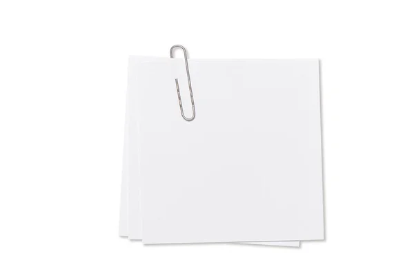 White Empty Paper Sheet Paperclip — Stock Photo, Image