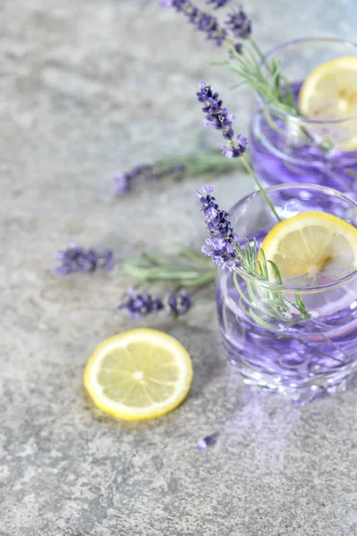 Lavendel Drankje Met Citroen Kruiden Zomer Limonade — Stockfoto