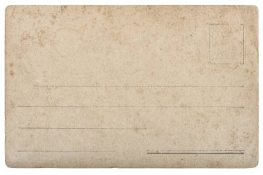 Eski kartpostal posta. Beyaz arka plan üzerinde izole kenarlı kağıt doku kullanılan