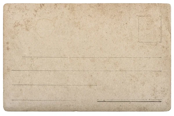 Old postcard mail. Used paper texture with edges isolated on white background