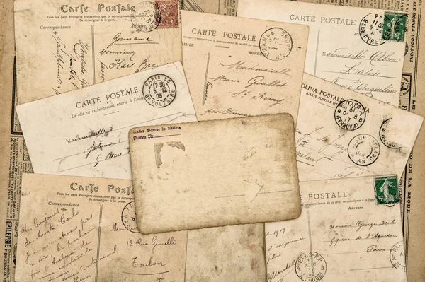 Antieke Ansichtkaarten Oude Handgeschreven Brief Grunge Achtergrond Papier Gebruikt — Stockfoto