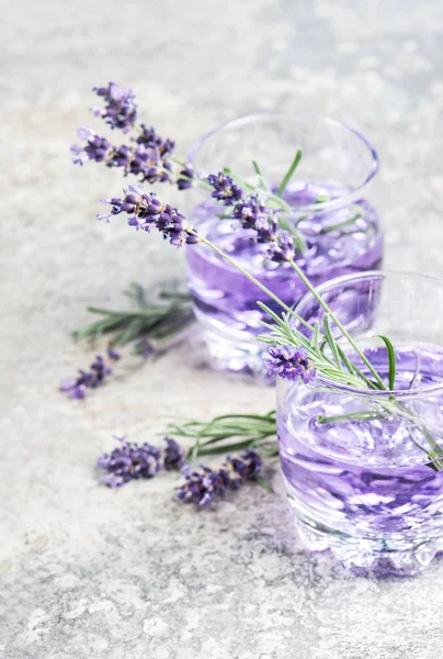 Bebida Lavanda Limonada Tonik Verano Cóctel Con Hierbas Hielo —  Fotos de Stock