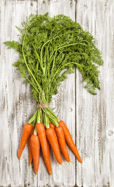 Raíces Zanahorias Sobre Fondo Madera Rústico Brillante Concepto Nutrición Alimentaria — Foto de Stock