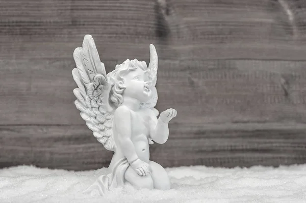 Ангел Снігу Маленькі Білі Херувима Новорічне Прикраса — стокове фото