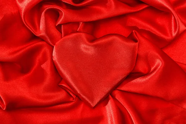 Liebe Herzförmige Rote Seide Hintergrund Der Feiertage — Stockfoto