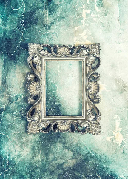 Vintage Silver Baroque Style Picture Frame Vintage Style Toned Picture — Stock Photo, Image