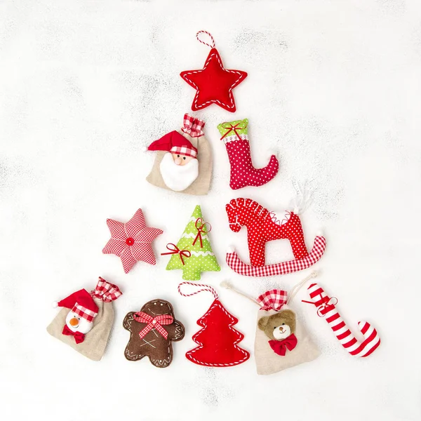 Christmas Tree Shaped Ornaments Decorations Gift Bags — Stock Photo, Image