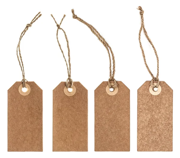 Brown Paper Tag String Isolated White Background — Stock Photo, Image