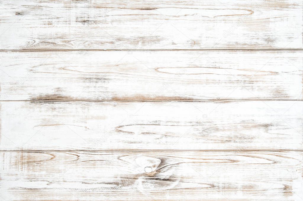Wooden background with white colored plank. Natural wood pattern