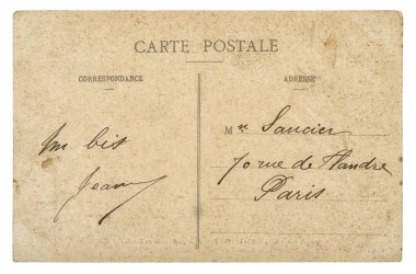 Paris'ten Vintage Fransız kartpostalı. Retro tarzı Kağıt arka plan