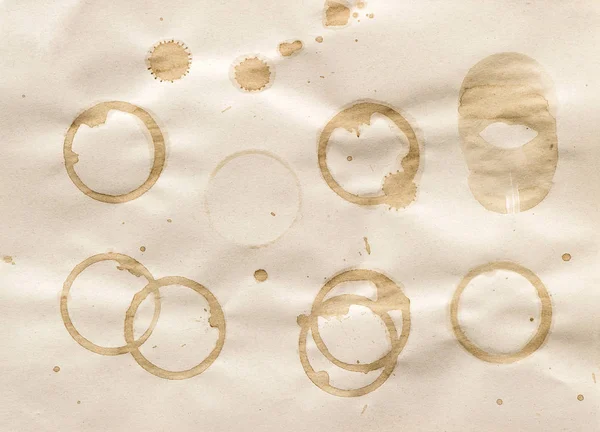 Káva Čaj Skvrny Recyklovaný Papír Pozadí — Stock fotografie