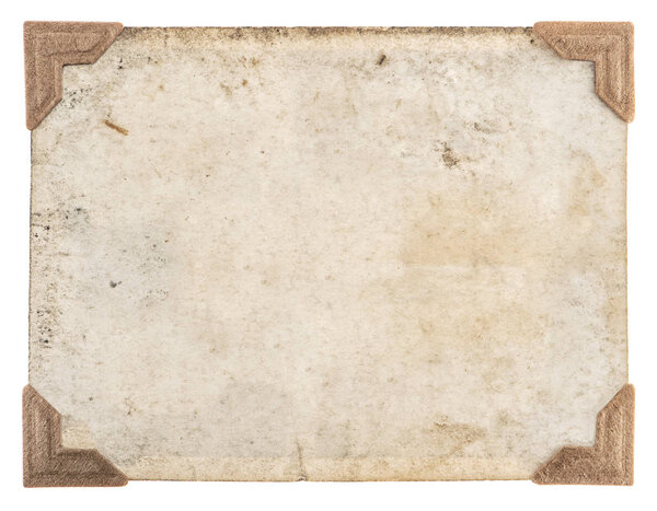 Retro style photo frame. Old photo card with corners isolated on white background