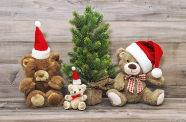 Vintage oyuncak oyuncak ayı ile Noel dekorasyon