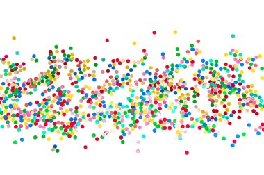 Beyaz üzerine konfeti parti dekorasyon. Tatil arka plan