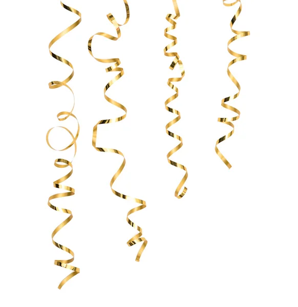 Golden Serpentine Streamer Decoration Isolated White Background — Stock Photo, Image