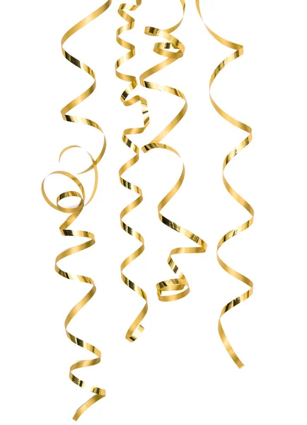 Beyaz Arka Plan Üzerinde Izole Altın Serpantin Dekorasyon — Stok fotoğraf