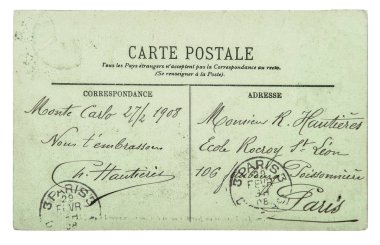 Vintage kartpostal. Eski unreadible el yazısı. Kağıt arka plan
