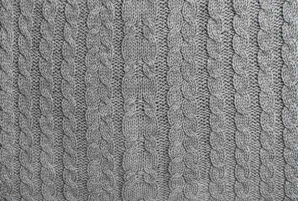 Grey Knitted Wool Background Knitting Pattern — Stock Photo, Image