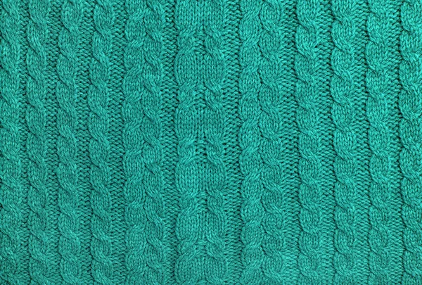 Abstracte Achtergrond Van Turquoise Gekleurde Gebreide Wol Patroon Breien — Stockfoto