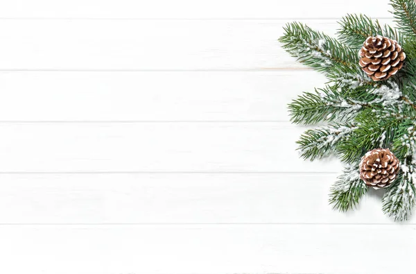 Weihnachtsbaumzweige Mit Zapfen Hintergrund Winterurlaub — Stockfoto