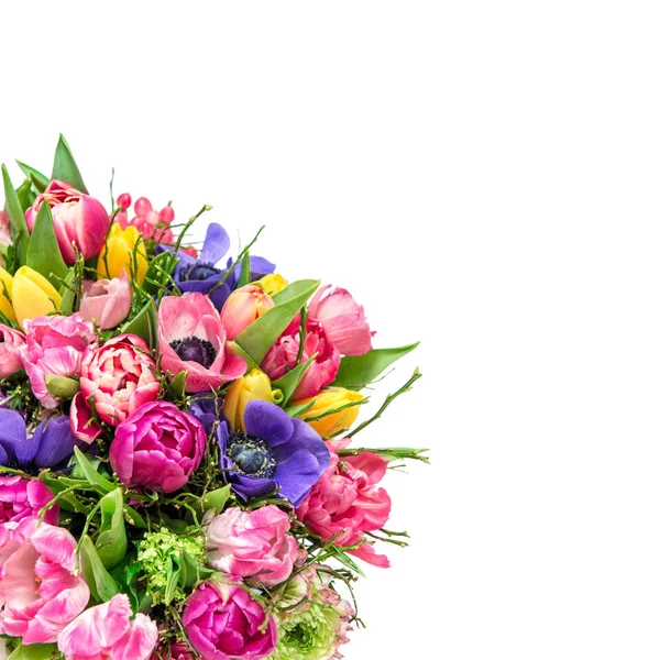 Strauß Frühling Tulpe Blumen Isoliert Auf Weißem Hintergrund — Stockfoto