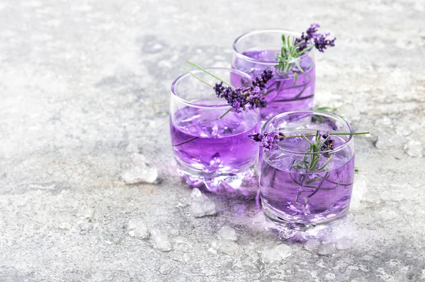 Lavendel Bloem Drankje Kruiden Tonik Limonade Een Grijze Achtergrond — Stockfoto