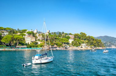 Akdeniz deniz manzara mavi gökyüzü İtalyan Rivierası