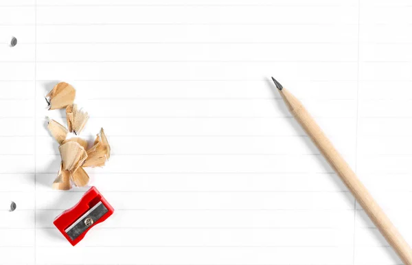 Penna skärpning spån skolan bok bakgrund — Stockfoto