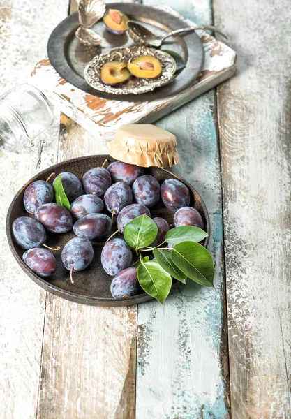 Mermelada de mermelada de frutas de ciruela preparación —  Fotos de Stock