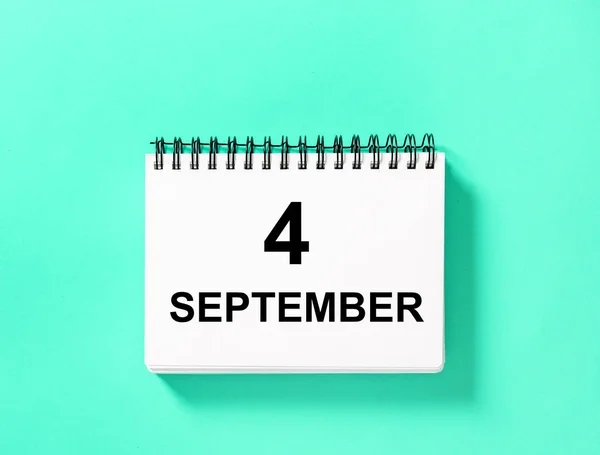 Calendar book date mint background 4 September