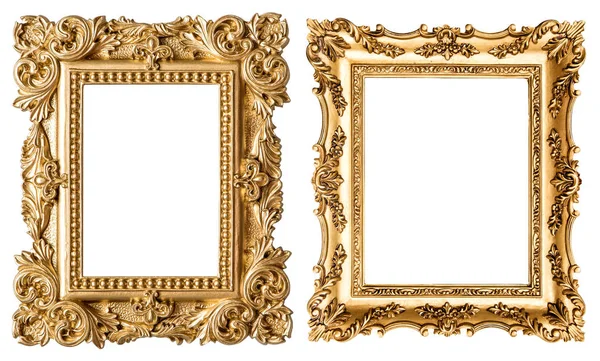 Golden picture frame baroque style. Vintage art object — Stock Photo, Image