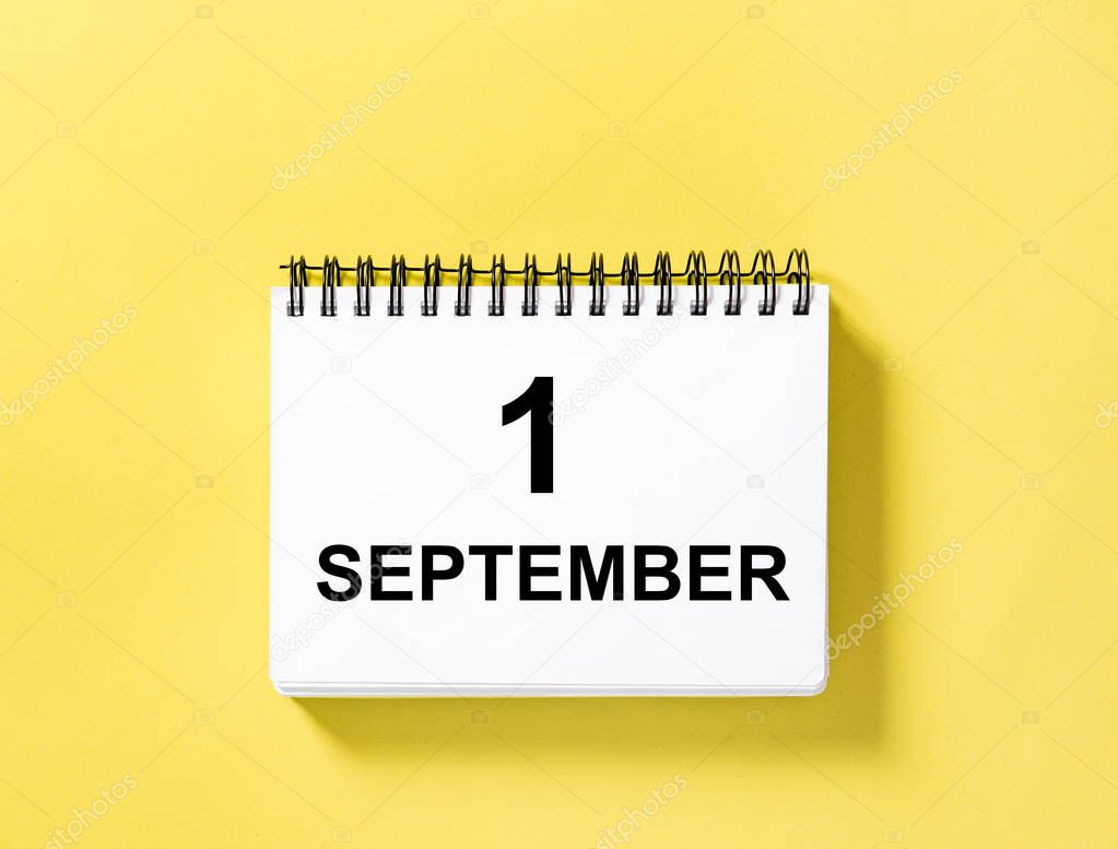 Calendar book date yellow background 1 September