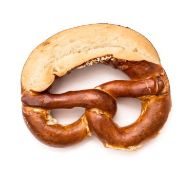 Bavyera tuzlu ekmek simit izole beyaz arka plan Oktoberf