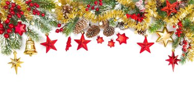 Noel süslemeleri kırmızı altın dallar