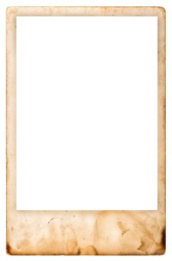 Beyaz arkaplanda izole edilmiş eski fotoğraf çerçevesi