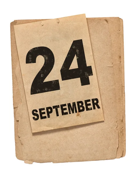 Σελίδα Ημερολογίου Σεπτεμβρίου Παλιό Χαρτί Απομονωμένο Λευκό Φόντο — Φωτογραφία Αρχείου