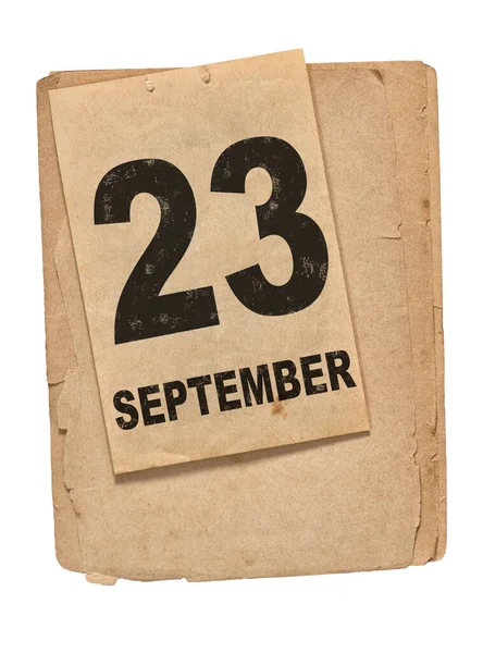 Σελίδα Ημερολογίου Σεπτεμβρίου Παλιό Χαρτί Απομονωμένο Λευκό Φόντο — Φωτογραφία Αρχείου