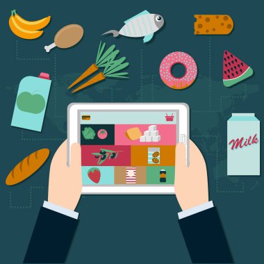 Gıda tablet ekranında shoping online