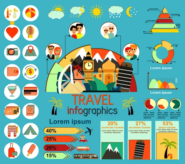 Travel Infographic set — Stock vektor