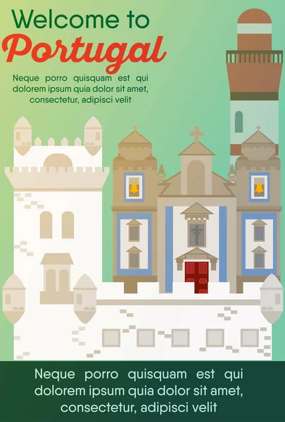 Carte de destinations de voyage. Voyage au Portugal — Image vectorielle