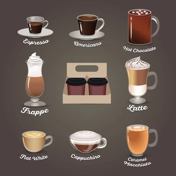 Zestaw do kawy. Cafe menu — Wektor stockowy