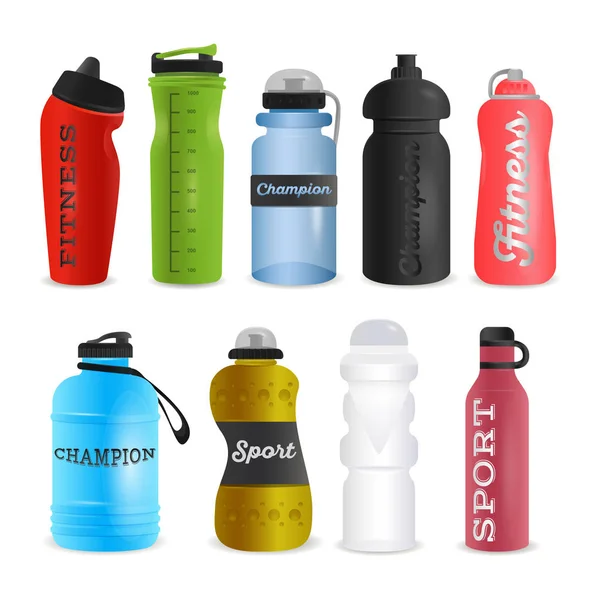 Set of realistic sports water bottles.