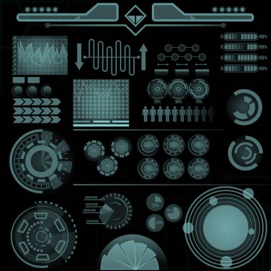 Fütüristik Kullanıcı arabirimi öğeleri kümesi.