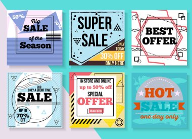 Satış banner şablon tasarımı. Özel Fırsat, sezon, sadece bu hafta sonu sonu