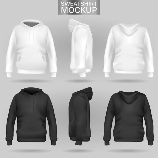 Modelo de camisola com capuz branco e preto em três dimensões — Vetor de Stock