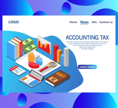 Web sayfa tasarım şablonları için muhasebe vergi izometrik vektör kavramı