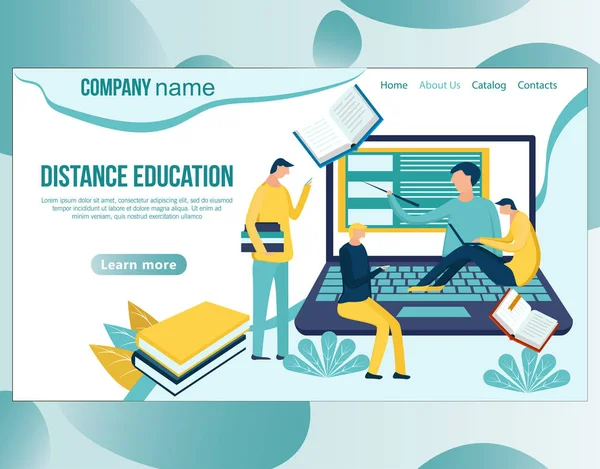 Modèle de conception de page Web pour l'éducation en ligne, les cours à distance, l'apprentissage en ligne , — Image vectorielle