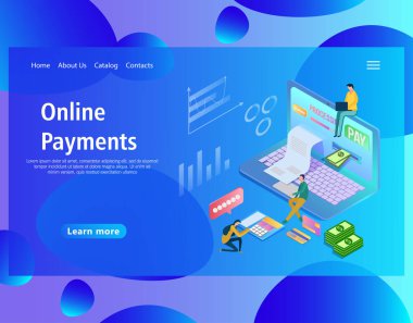 Web sayfa tasarım şablonu bir kağıt fatura ile dizüstü online ödemeleriniz için.
