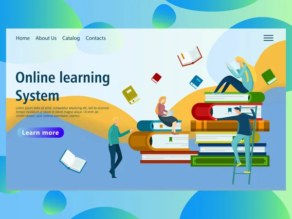 Plantilla de diseño de página web para educación en línea, cursos a distancia, e-learning , — Archivo Imágenes Vectoriales